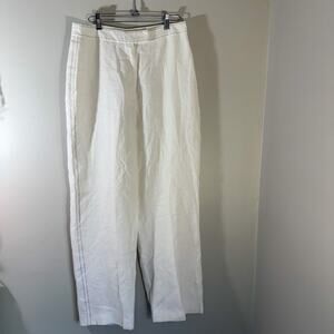 Vintage Eagle's Eye 100% Linen Wide Leg Trousers | Contrast Stitching